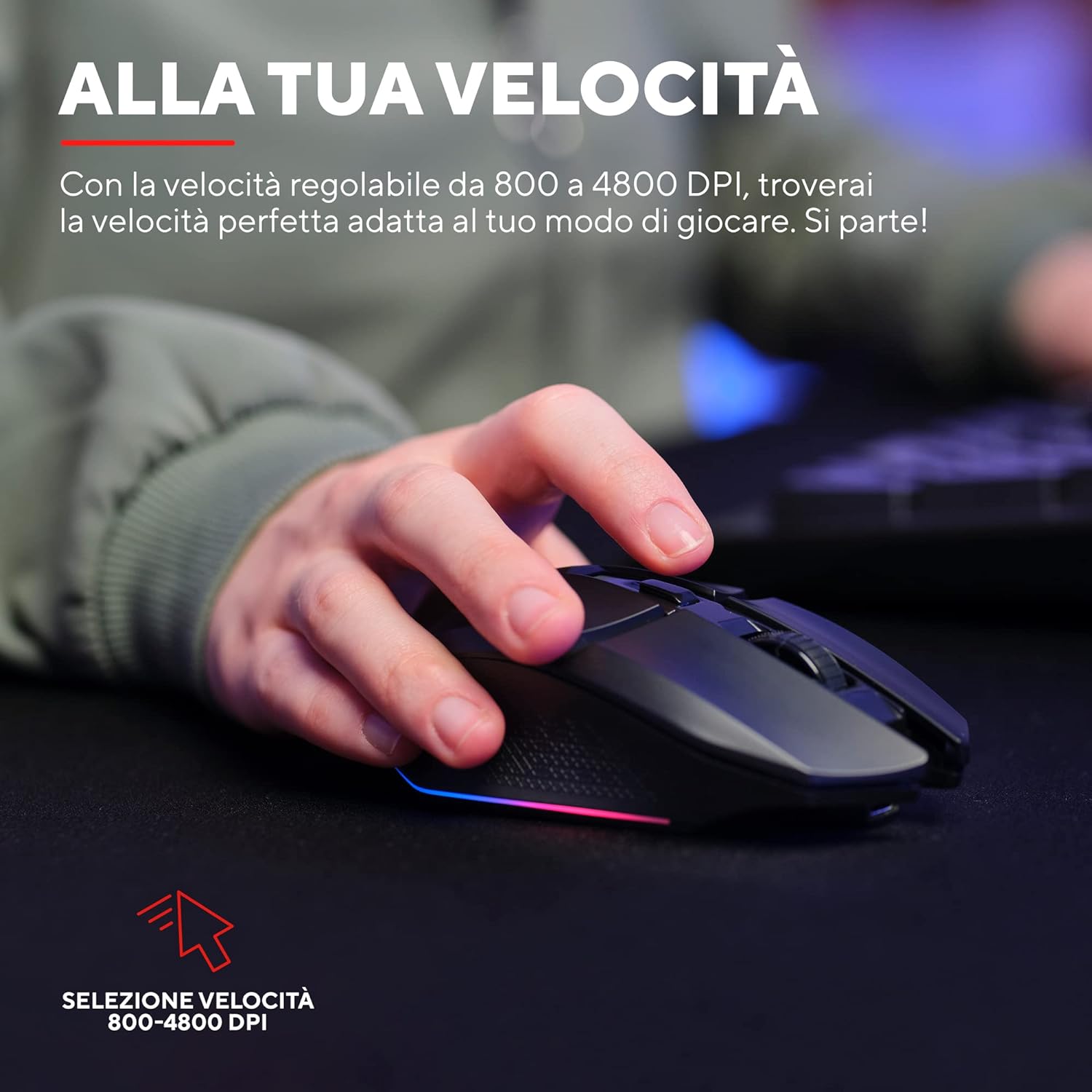 Trust Gaming GXT 110 FeloxMouse da gaming illuminato wireless Nero