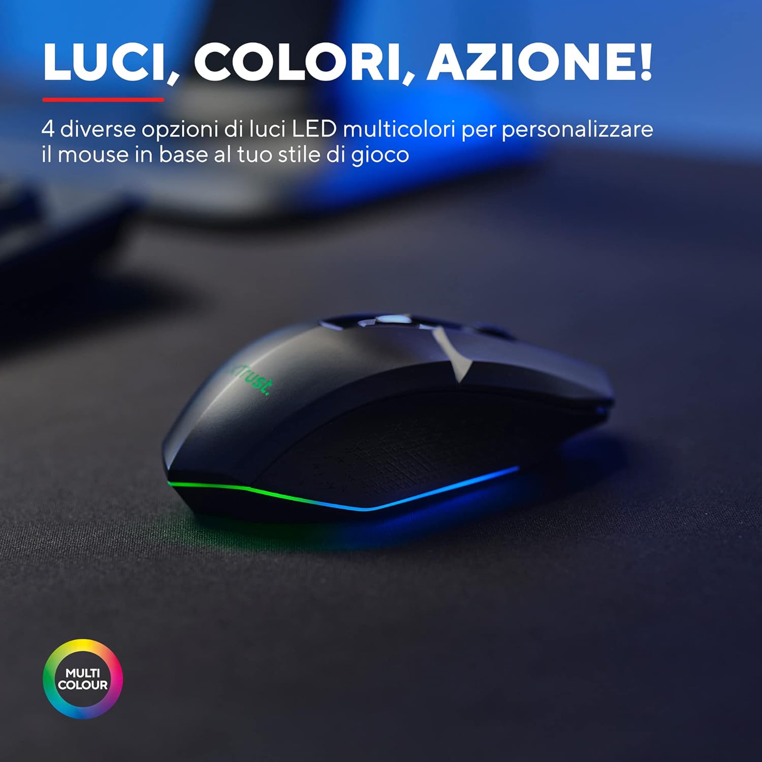 Trust Gaming GXT 110 FeloxMouse da gaming illuminato wireless Nero