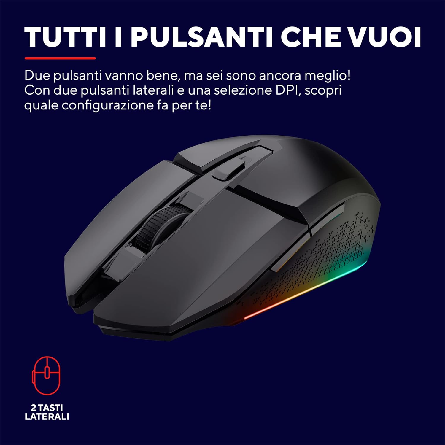 Trust Gaming GXT 110 FeloxMouse da gaming illuminato wireless Nero