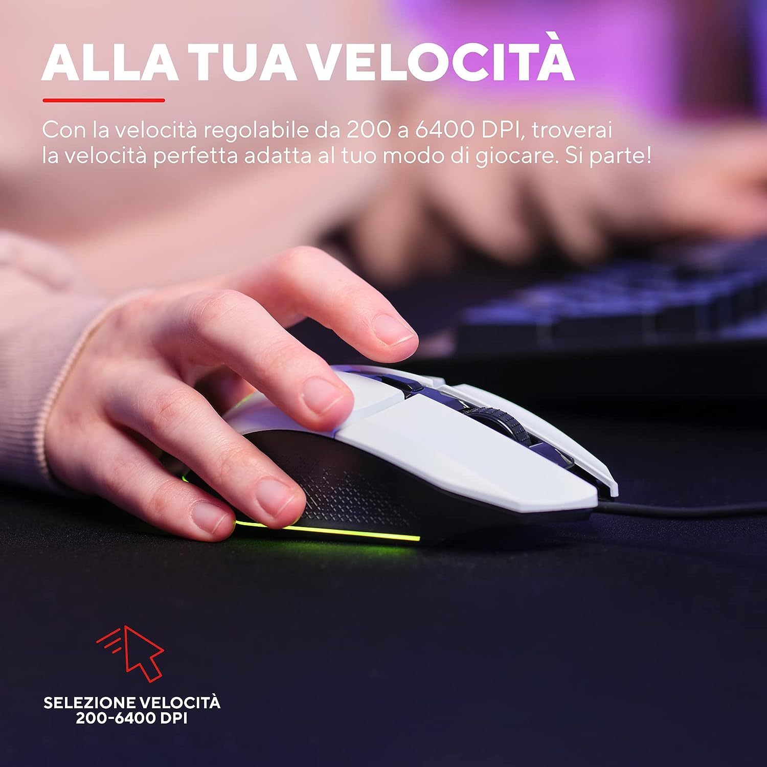 Trust Gaming GXT 109W FeloxMouse da gaming illuminato Bianco