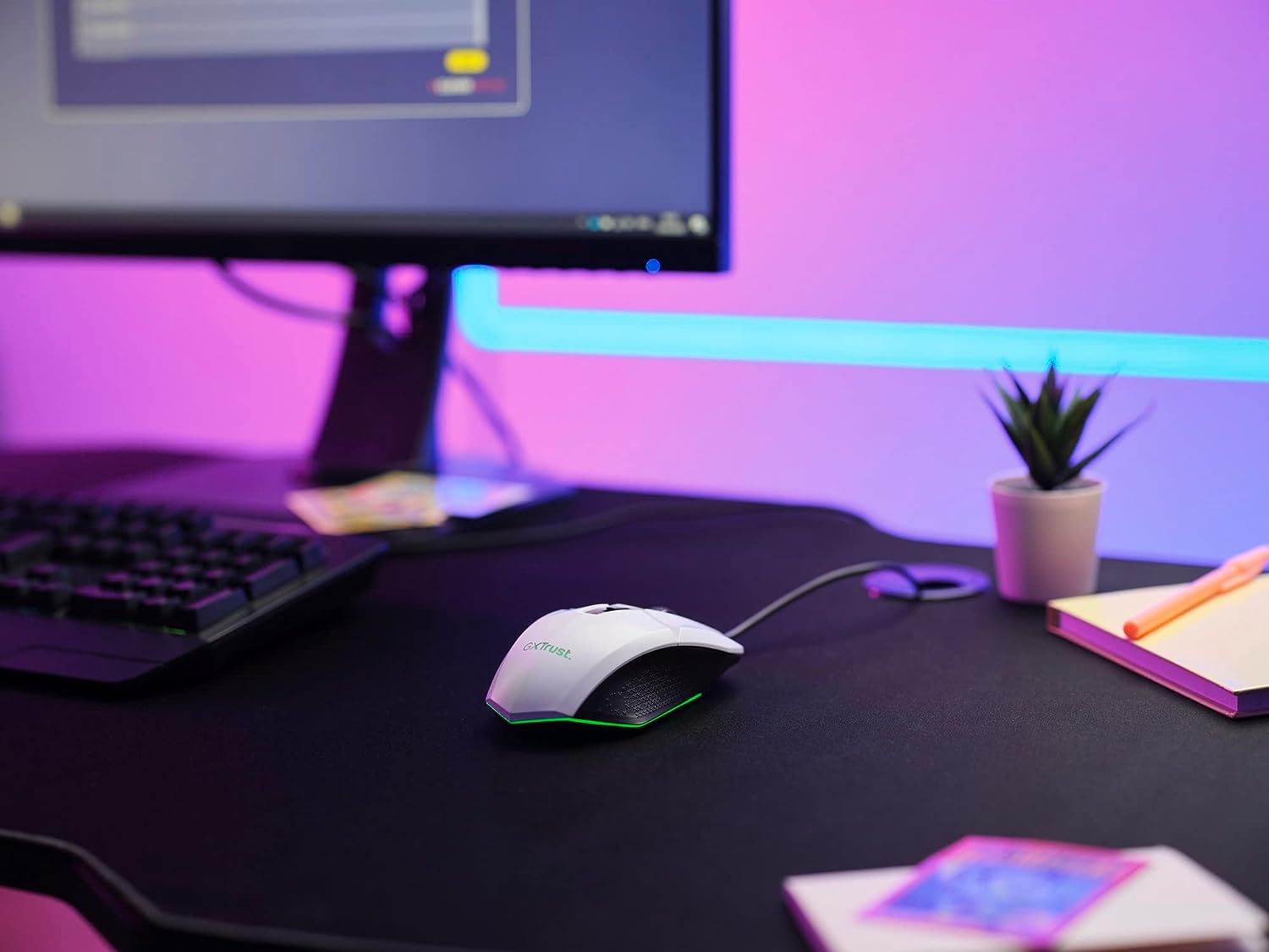 Trust Gaming GXT 109W FeloxMouse da gaming illuminato Bianco