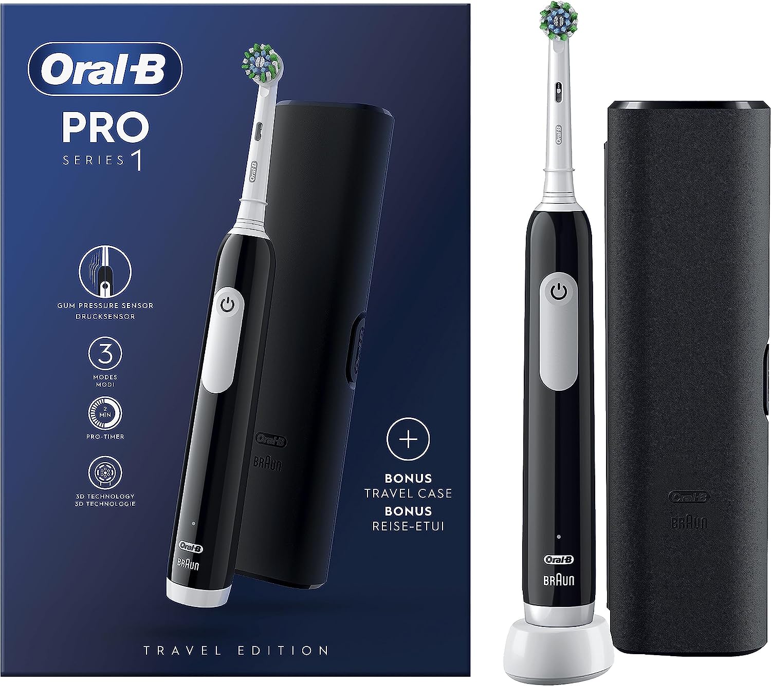 Oral-b PRO1BLACKTRAVELCASE Spazz.elett. 3d Cross Action Black C/travel Case