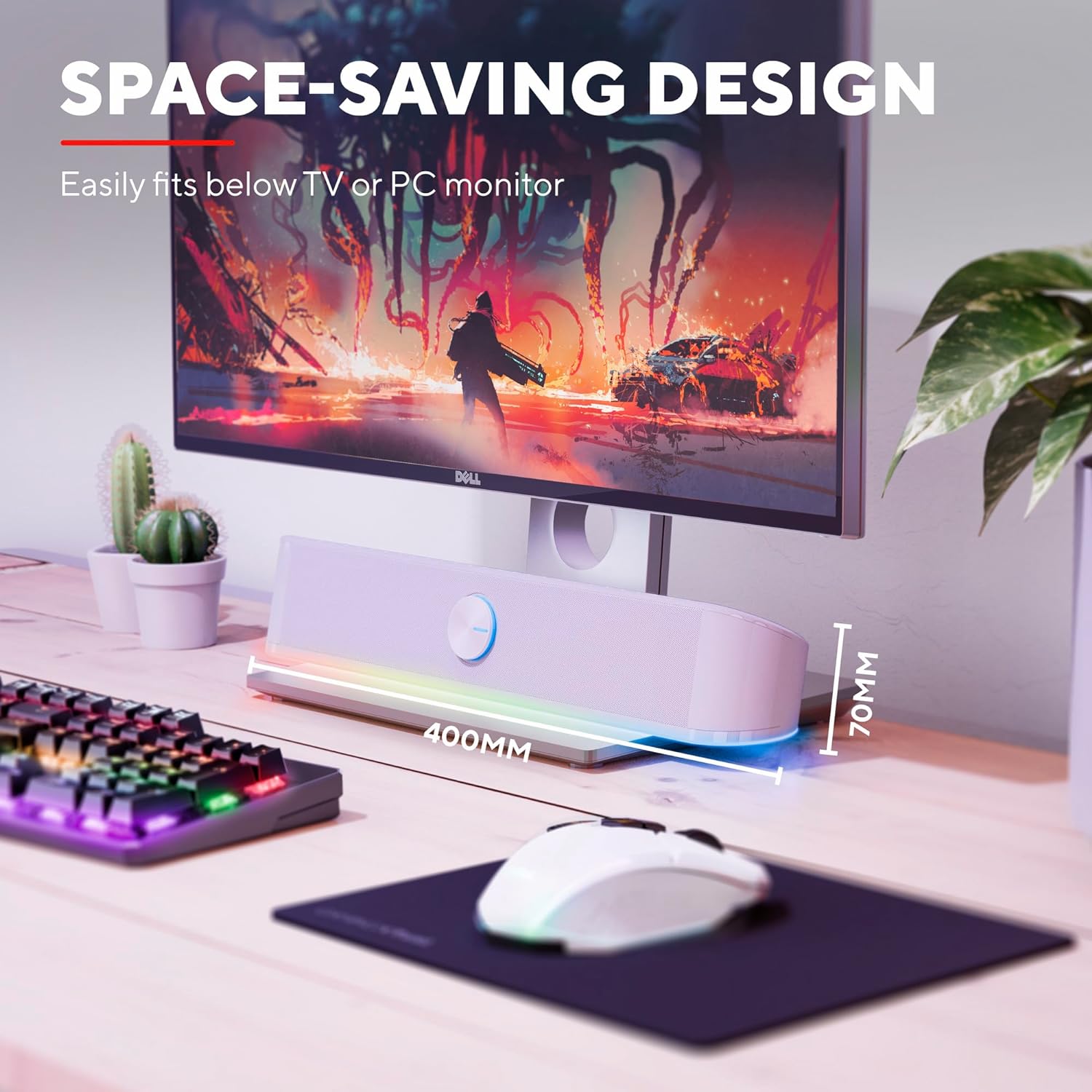 Trust Gaming GXT 619W Thorne Soundbar illuminata RGB Bianco