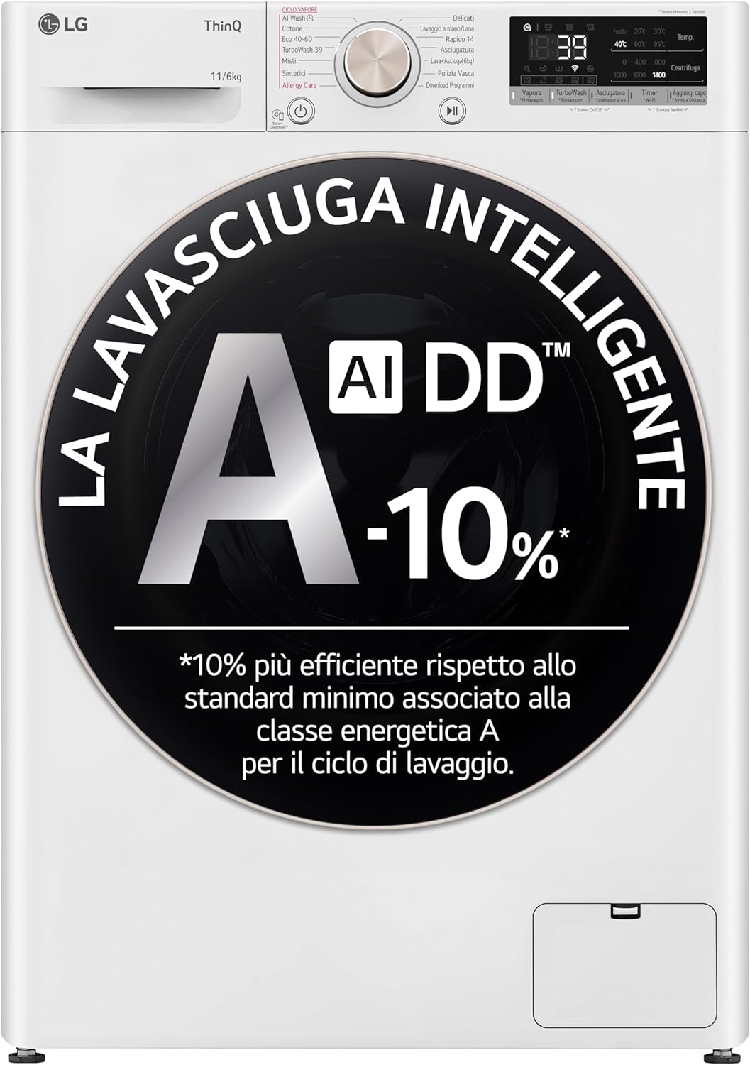 Lg D4R7011TSWG Lavasc.c/f 1400g L.11kg-asc.6kg Ce.d Vap Wifi Aidd