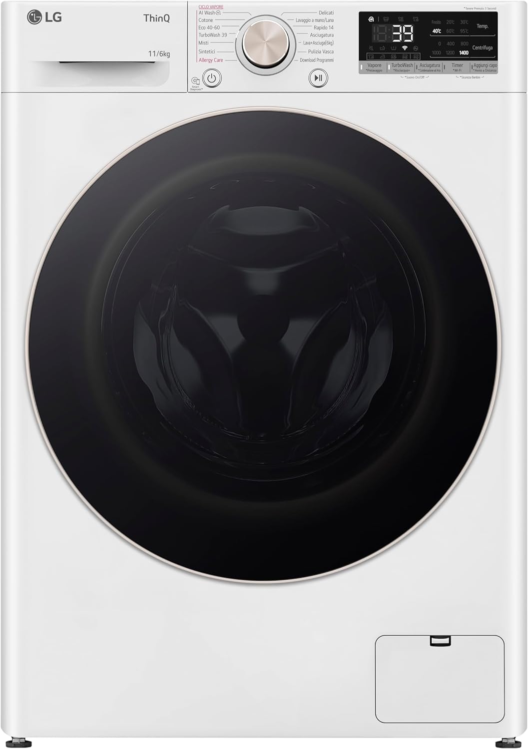 Lg D4R7011TSWG Lavasc.c/f 1400g L.11kg-asc.6kg Ce.d Vap Wifi Aidd