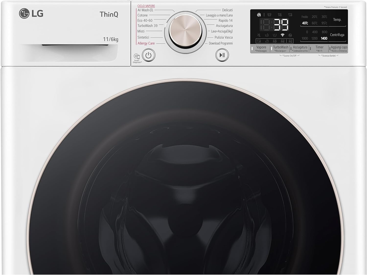 Lg D4R7011TSWG Lavasc.c/f 1400g L.11kg-asc.6kg Ce.d Vap Wifi Aidd
