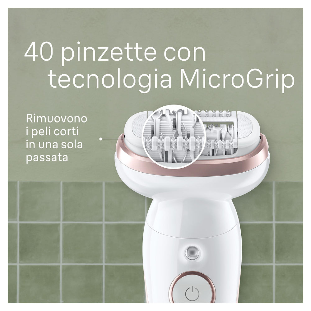 Braun SES9000 Epilatore W&d 40pinze 2vel. Bianco C/cust.