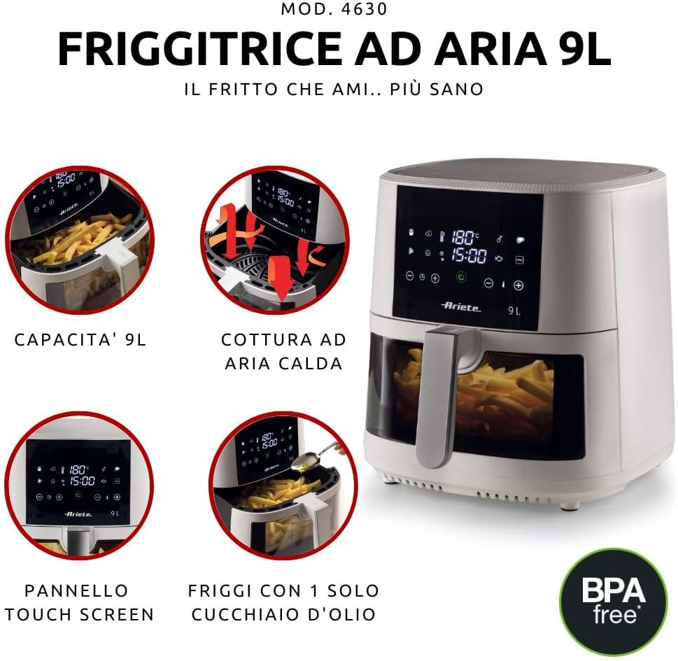 Ariete 4630 Friggitrice Ad Aria 1500w 9lt Bianco