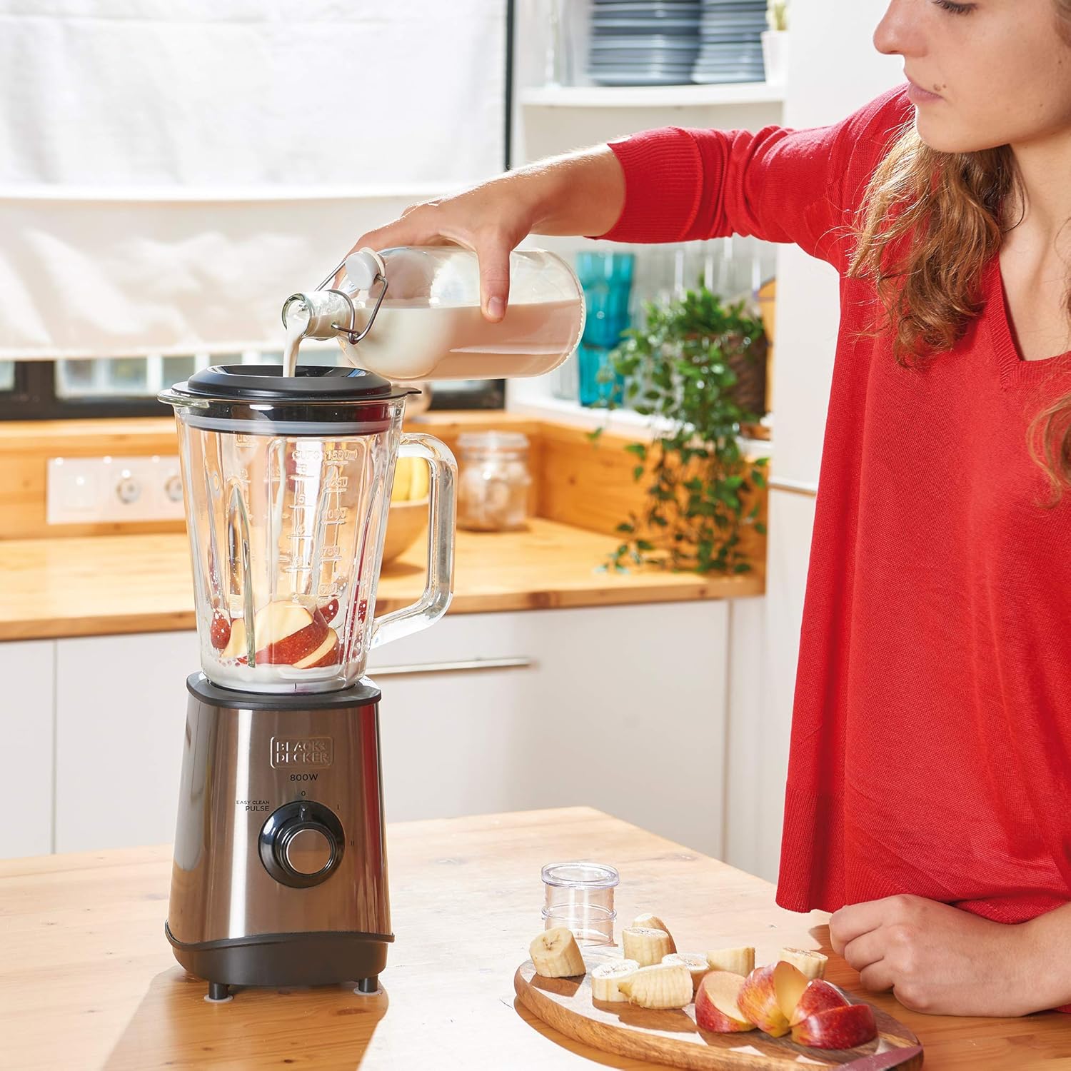 Black+decker BXJB800E Frullatore 800w Pulse Ciot.vetro 1.5tlt Blk/accia