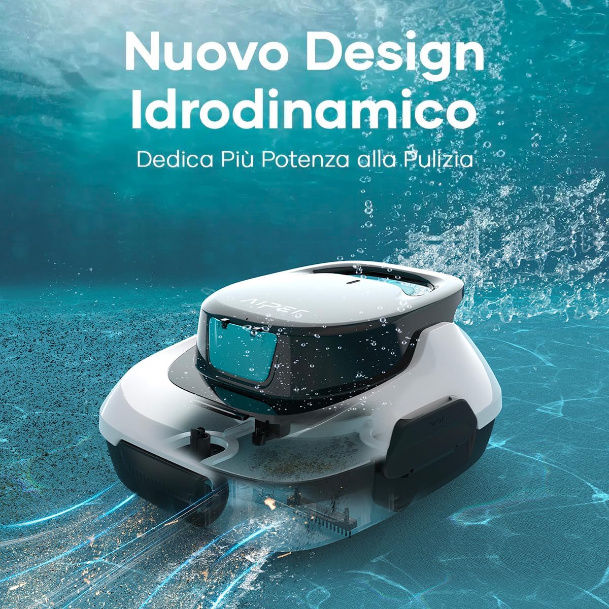 Aiper SCUBASE Robot Pulisci Piscina 11.1v 80mq Aut.100min White
