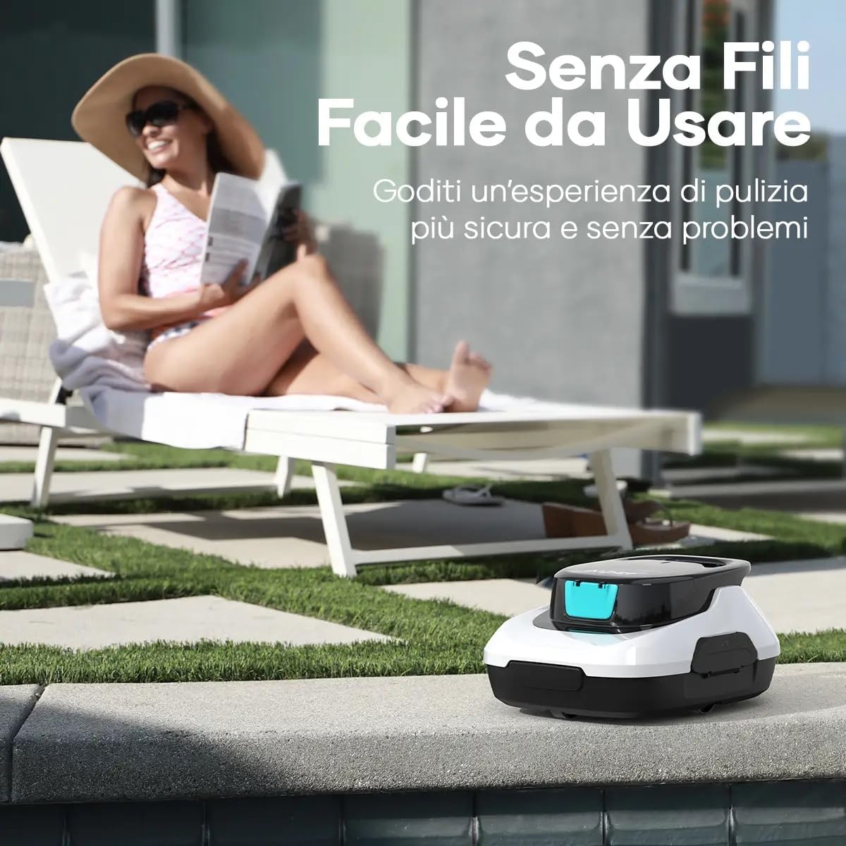 Aiper SCUBASE Robot Pulisci Piscina 11.1v 80mq Aut.100min White