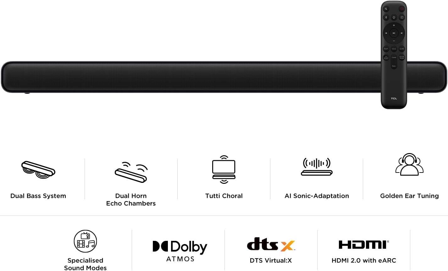 Tcl S45HE Sound Bar 2.0 100w Bt Hdmi Titan