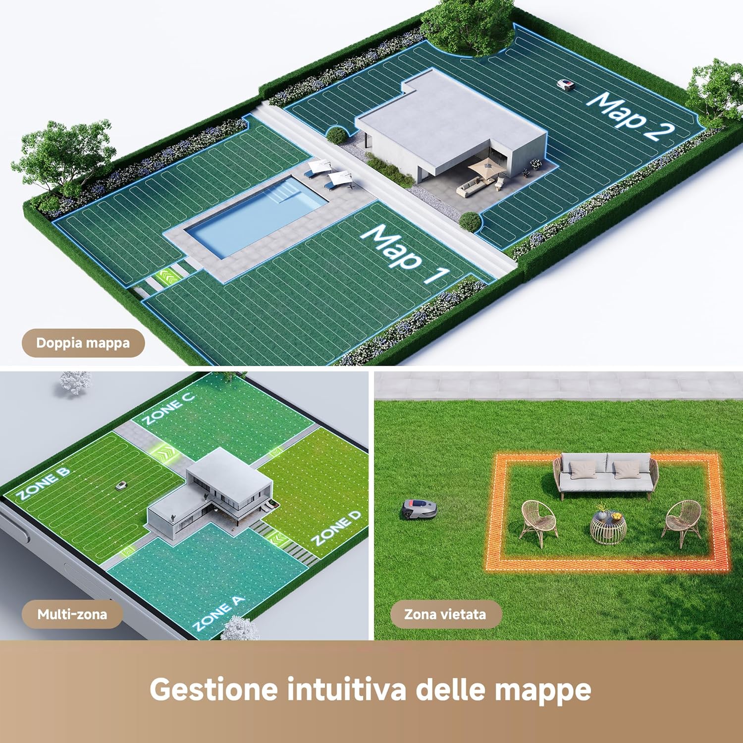 Dreame DREMOWERA1PRO Robot Tagliaerba Ric.wifi Rilev.ostacoli 3d Gri/ne