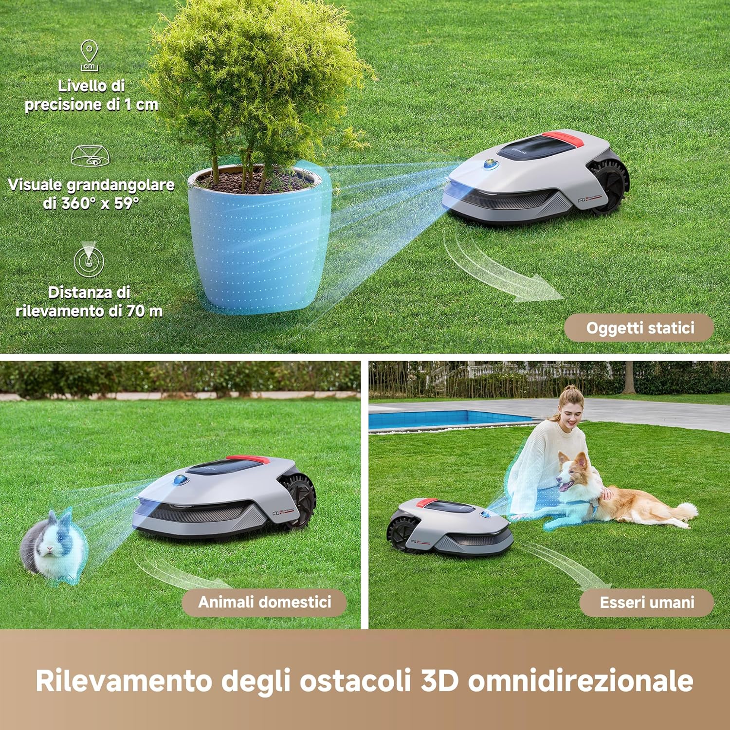Dreame DREMOWERA1PRO Robot Tagliaerba Ric.wifi Rilev.ostacoli 3d Gri/ne