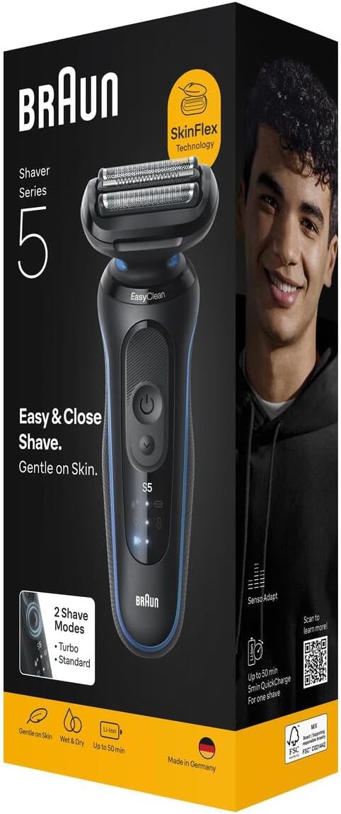 Braun 52B1000S Rasoio Ric. 3lame W&d Led Aut.50min Blu