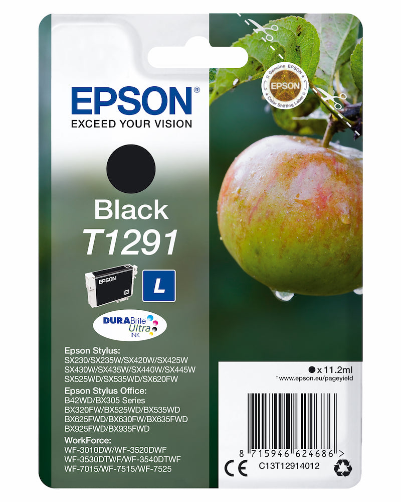 Epson C13T12914022 Cart.ink-jet Nero Mela Tg.l Security Blister T1291