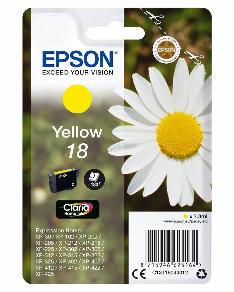 Epson C13T18044022 Cart.inkjet Giallo Xp Margherita Blister T1804