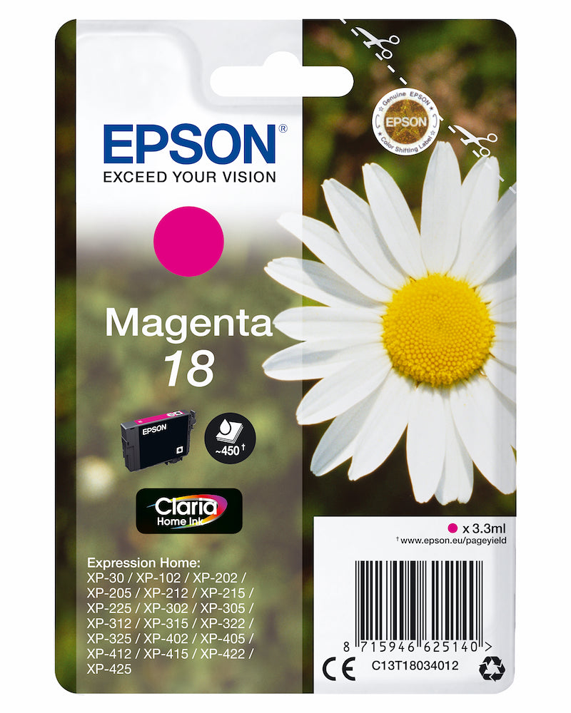 Epson C13T18034022 Cart.inkjet Magenta Xp Margherita Blister T1803