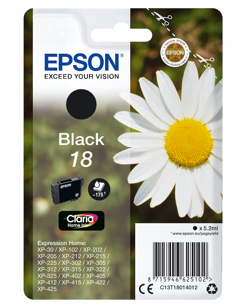 Epson C13T18014022 Cart.inkjet Nero Xp Margherita Blister T1801