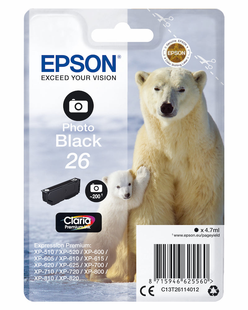 Epson C13T26114022 Cart.ink-jet Nero-foto Orso Polare Sec.blist.t2611