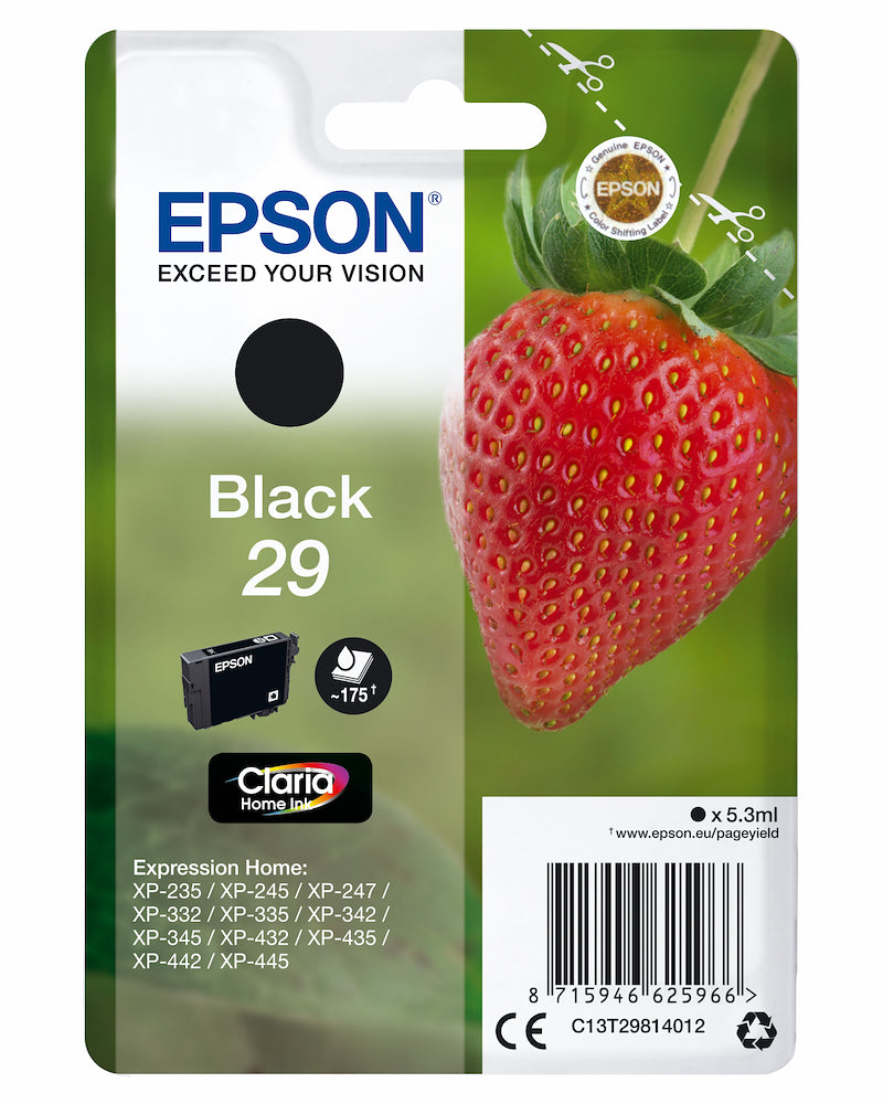 Epson C13T29814022 Cart.ink-jet Serie Fragola Nero Claria 180pg T2981