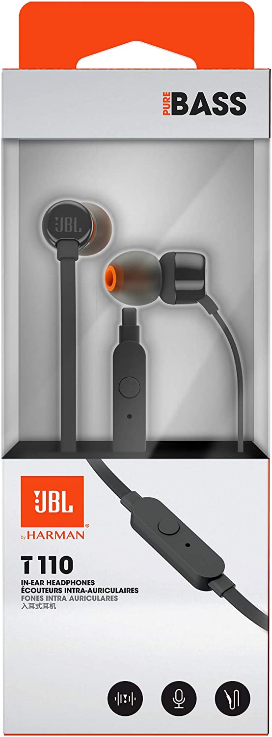 Jbl JBLT110BLK Cuffia Auric.in-ear 20-20000hz 3.5mm C/mic. Nero