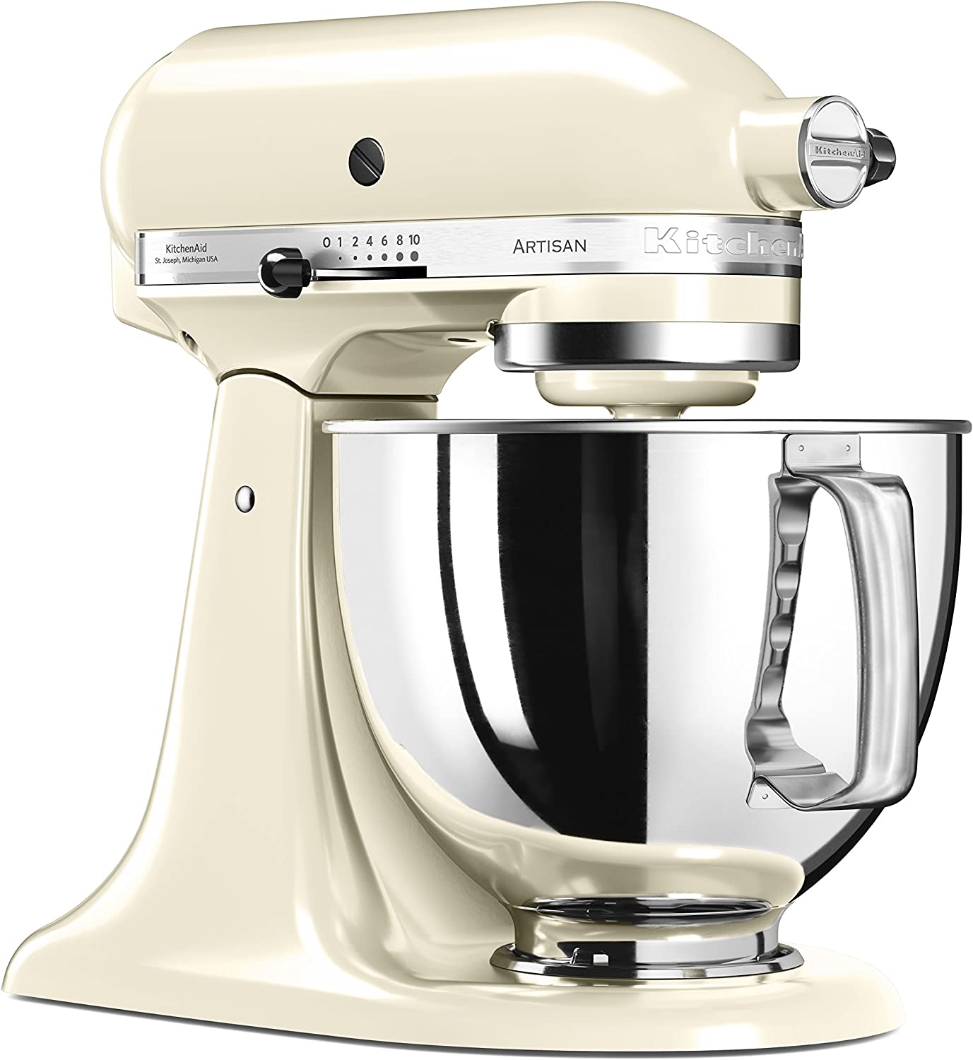 KitchenAid 5KSM125EAC Impastatore, 300W, 4.8Lt, 1 Ciotola, 3 Fruste, Crema