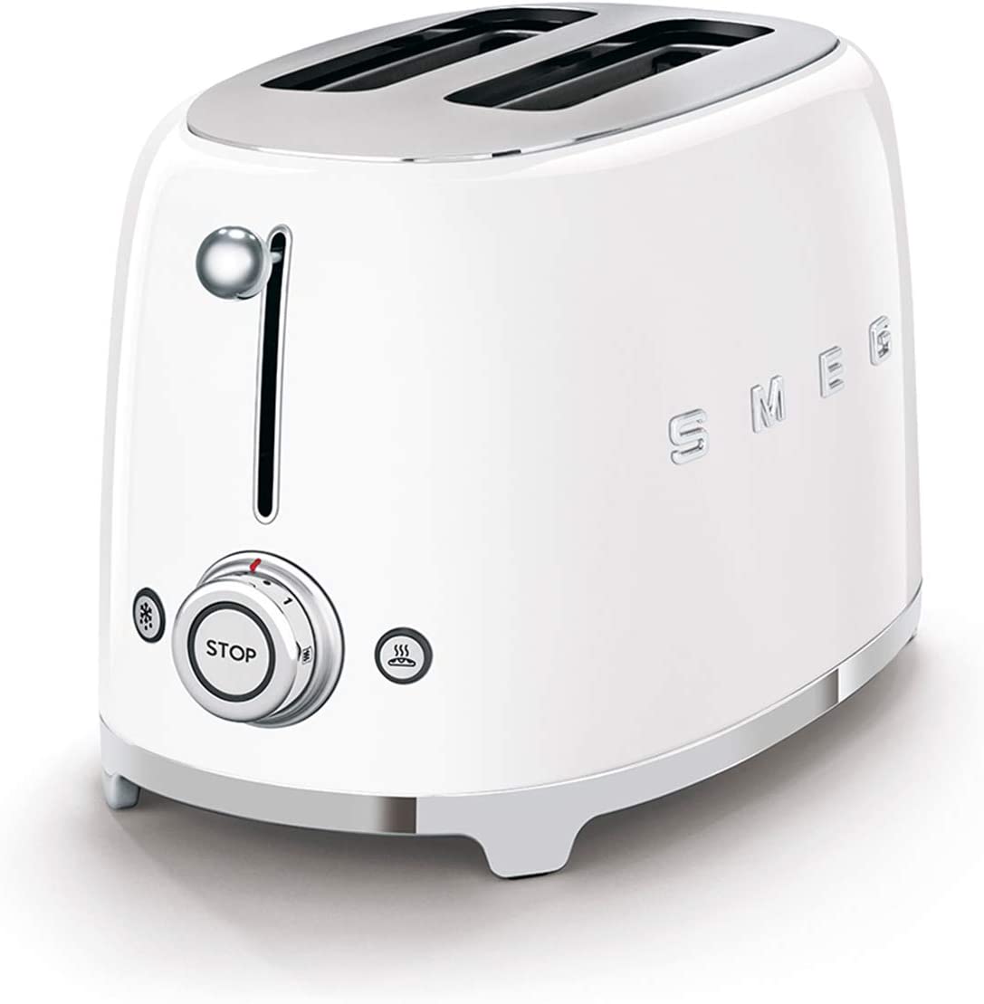 Smeg TSF01WHEU Tostapane 950W 2 Scomparti Anni 50 Bianco Inox