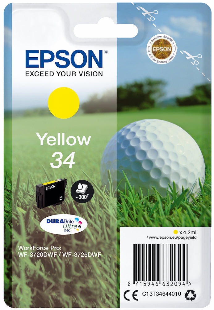Epson C13T34644020 Cart.ink-jet Pallina Da Golf T346 Bl. Giallo