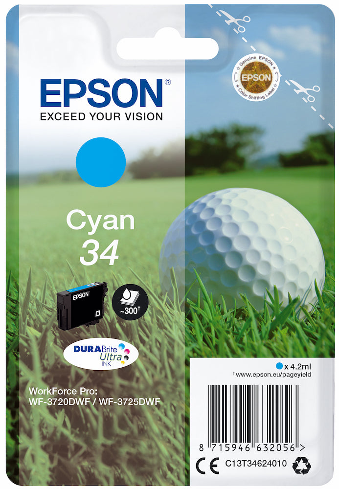 Epson C13T34624020 Cart.ink-jet Pallina Da Golf T346 Bl. Ciano