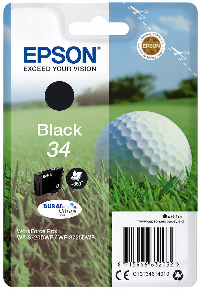 Epson C13T34614020 Cart.ink-jet Pallina Da Golf T346 Bl. Nero
