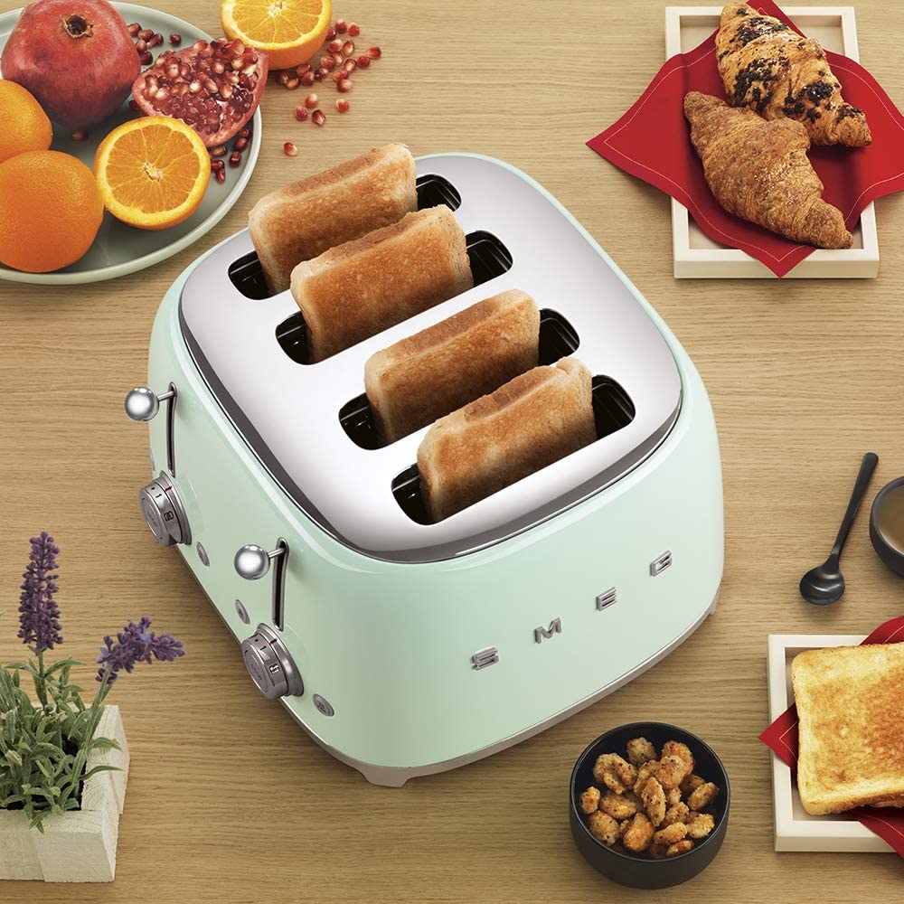 Smeg TSF03PGEU - Tostapane, 2000W, 6 Programmi, 4 Scomparti, Verde