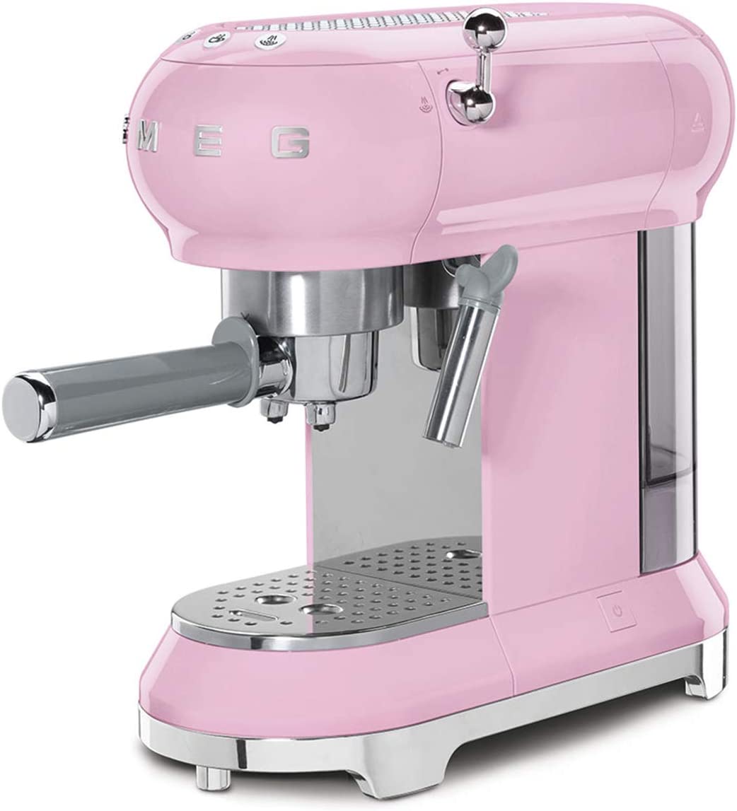 Smeg ECF01PKEU - Macchina Caffe' Espresso, 1350W, 15 Bar, Anni 50, Rosa