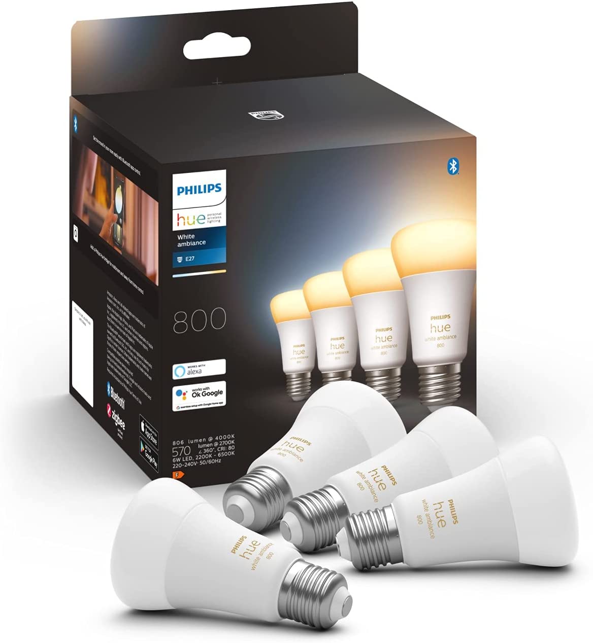 Philips 929002216901 Lamp.led 8.5w E27 2200/6500k Hue White Ambiance