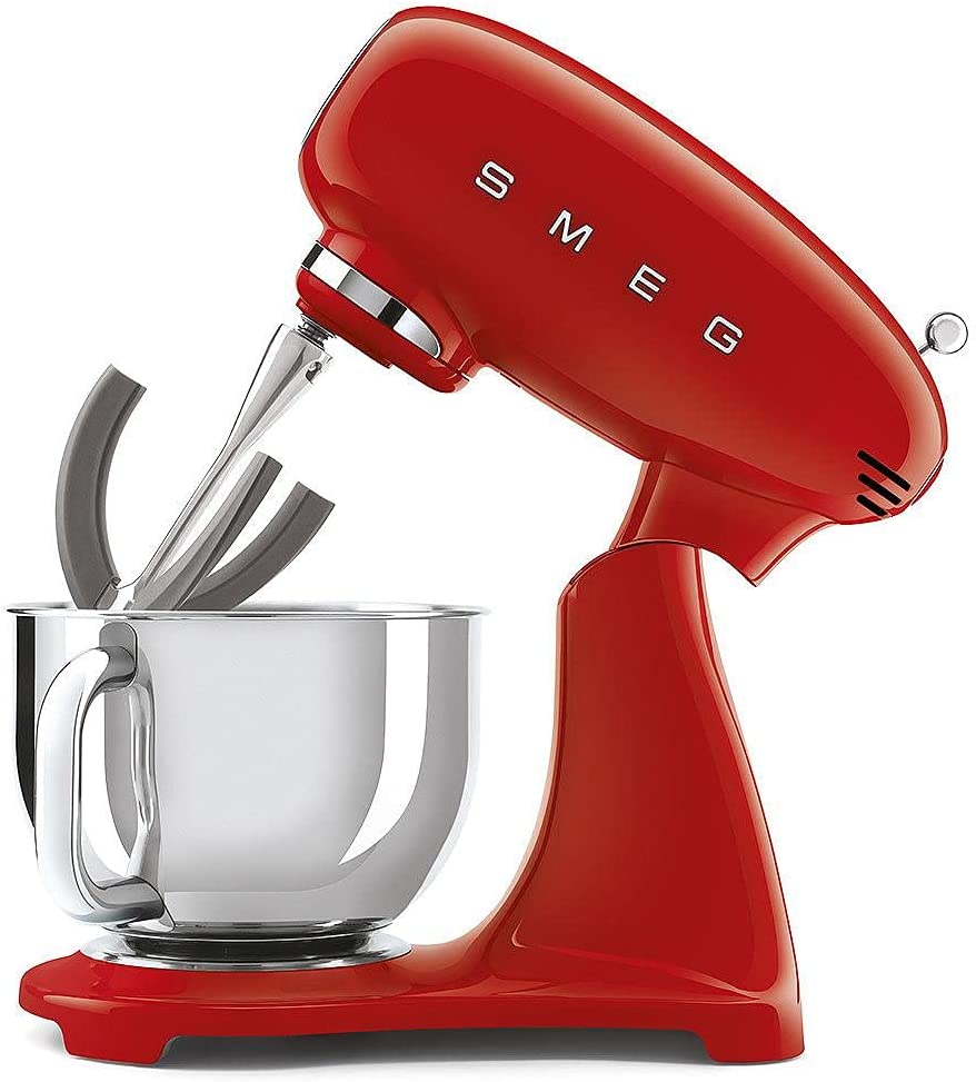 Smeg SMF03RDEU - Impastatore, 800W, 4.8LT, Ciotola Acciaio, Anni 50, Rosso