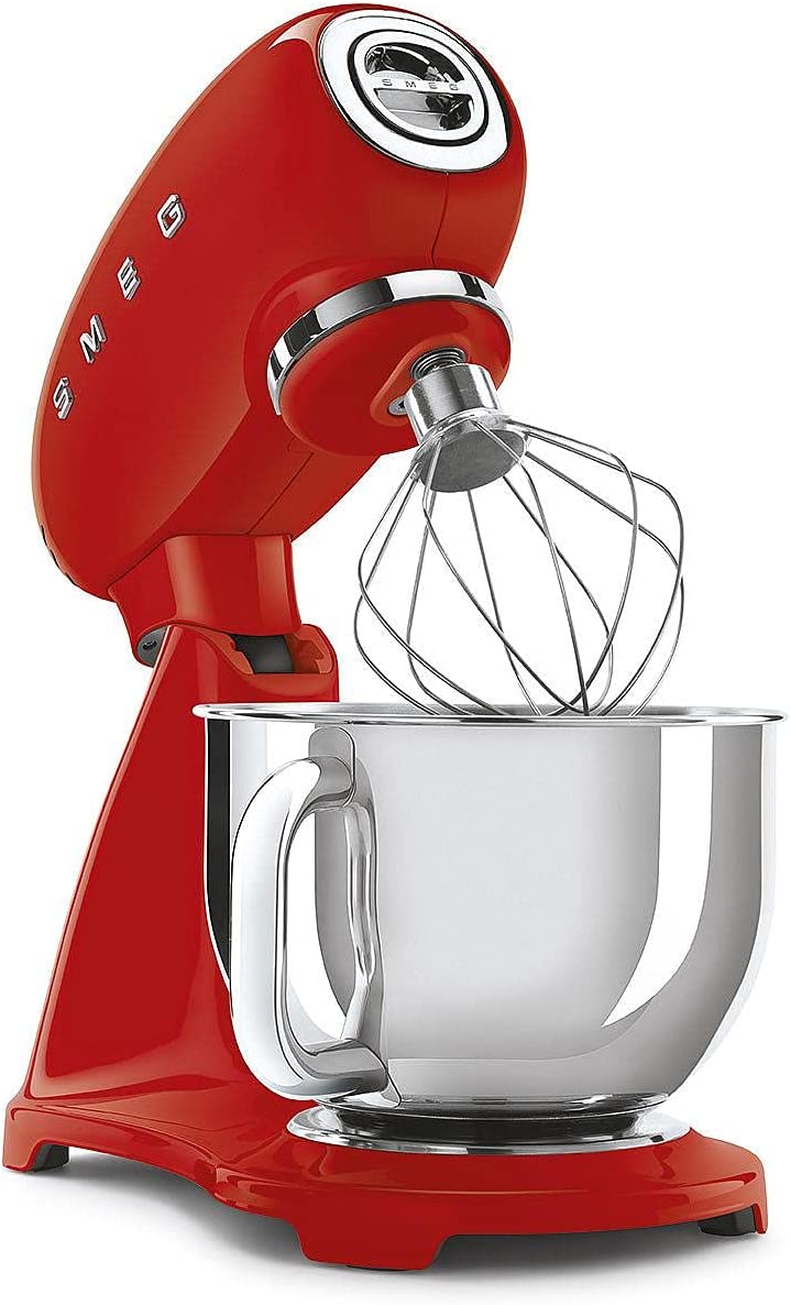 Smeg SMF03RDEU - Impastatore, 800W, 4.8LT, Ciotola Acciaio, Anni 50, Rosso