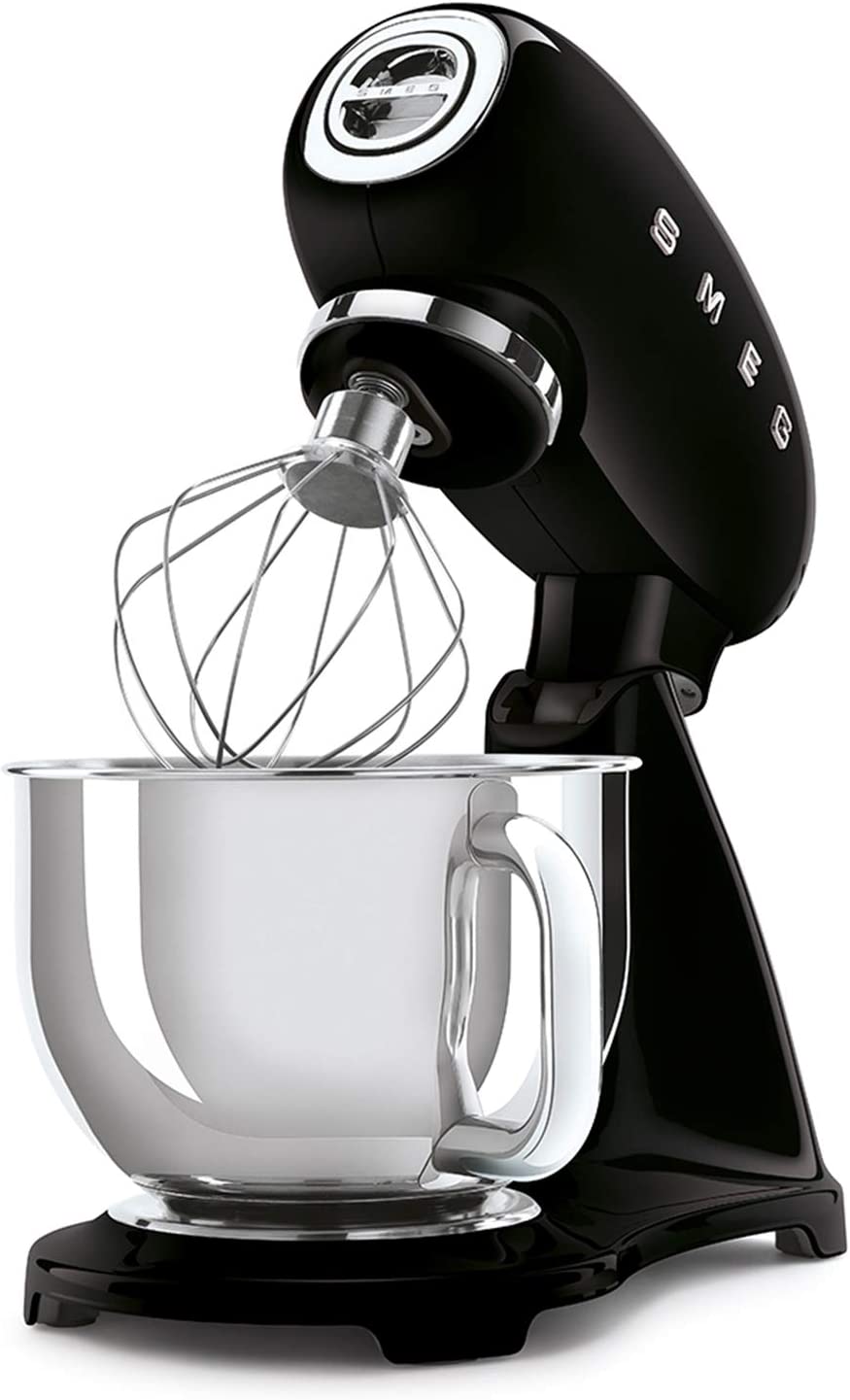 Smeg SMF03RDEU - Impastatore, 800W, 4.8LT, Ciotola Acciaio, Anni 50, Nero