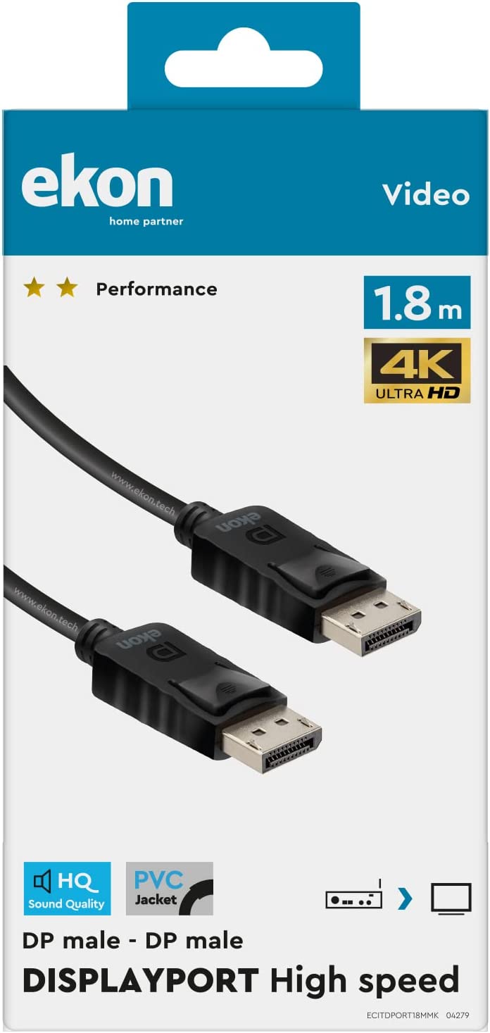 Ekon ECITDPORT18MMK Cavo Display Port 1.8mt Nero