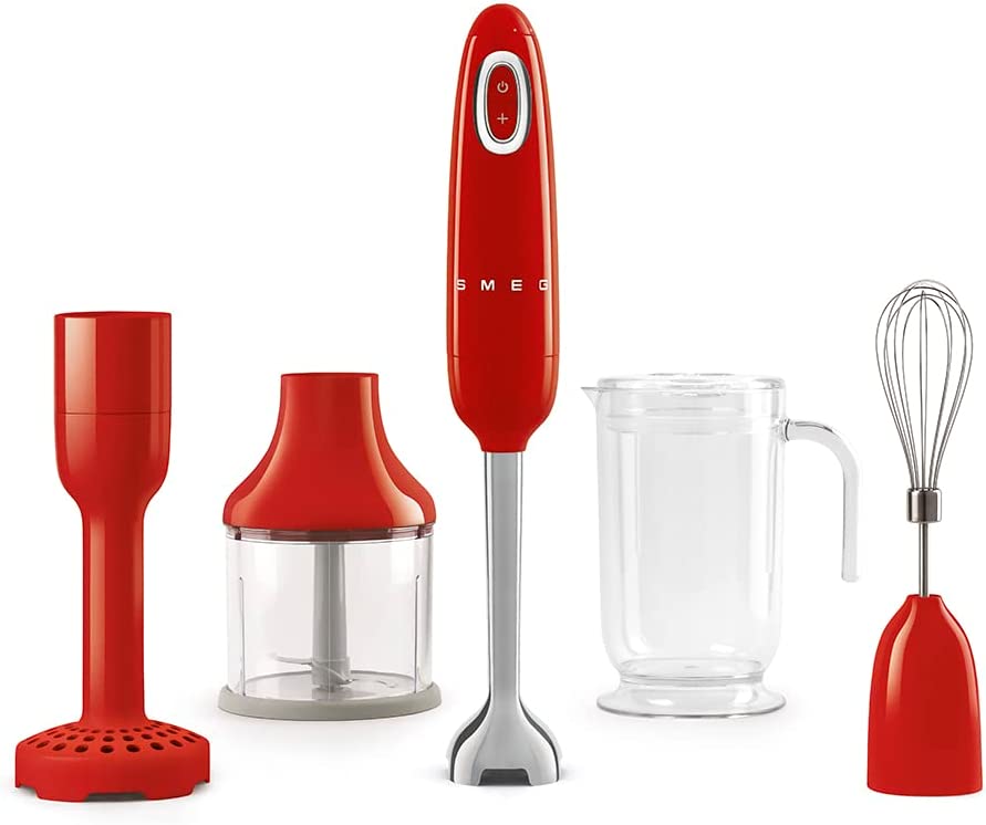 Smeg HBF22CREU - Frullatore Immersione, 700W, 1.4LT + Accessori, Rosso