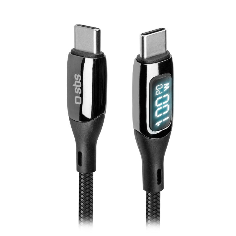 Sbs TECABLETCCLED100WK Cavo Usb-c/usb-c 1mt C/indicatore Lcd Nero