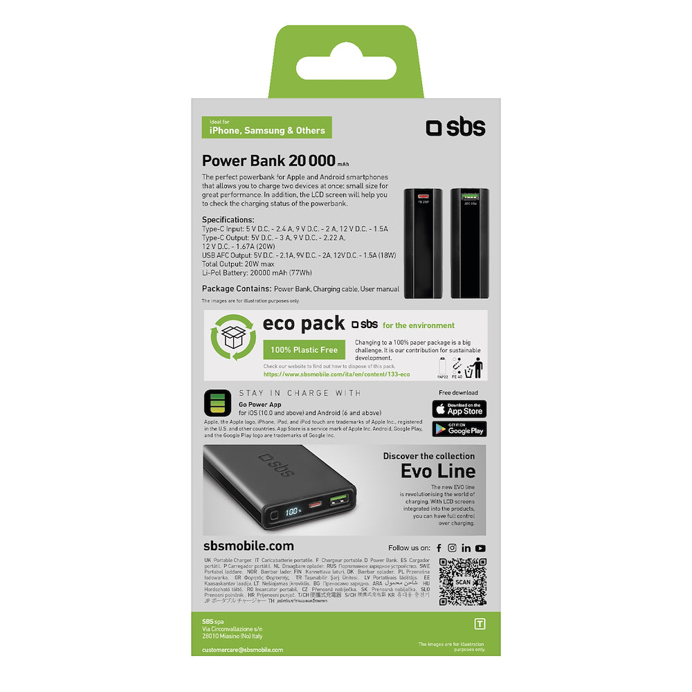 SBS TEBB20000LCDEVOPD20K Power bank 20.000 mAh