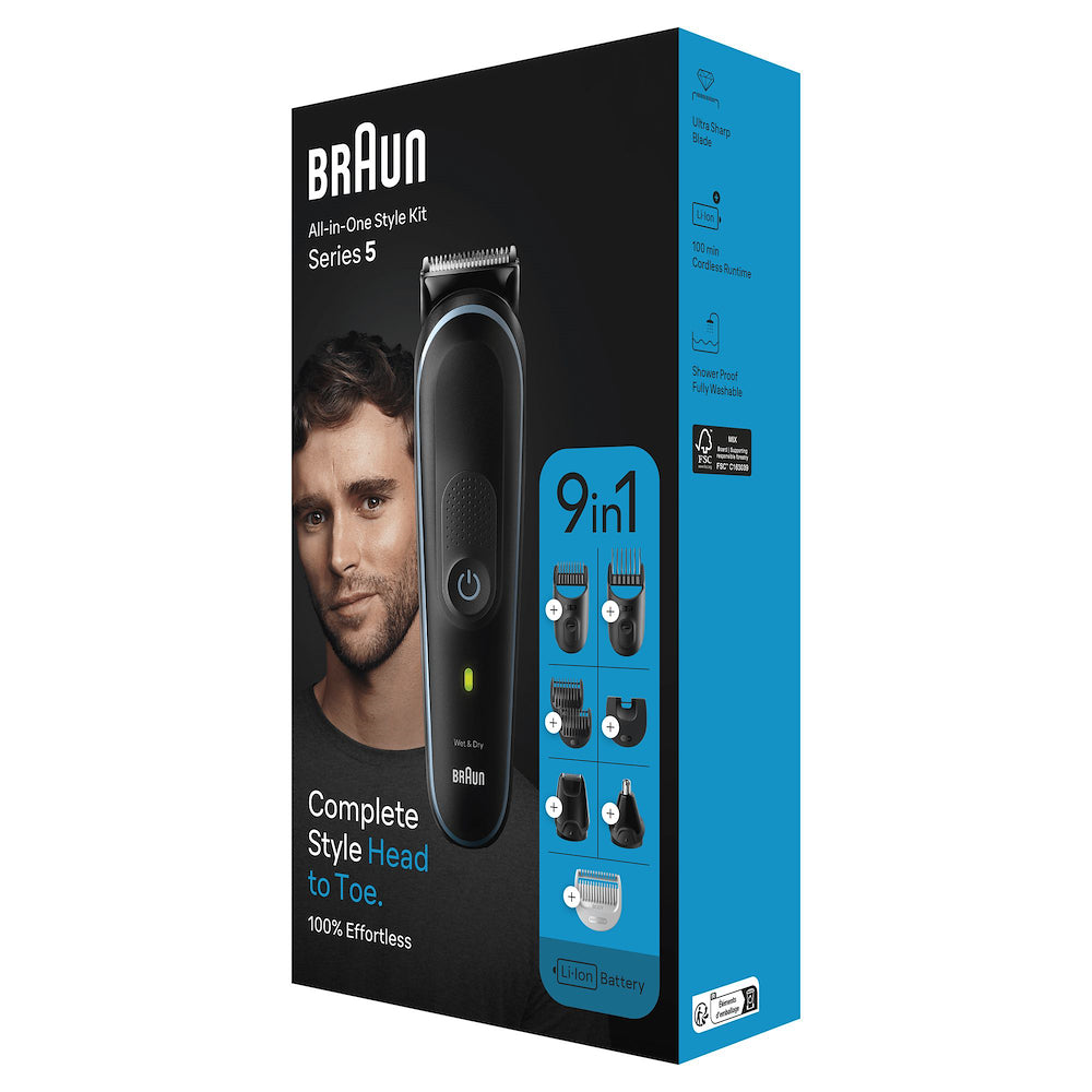 Braun MGK5411 Reg.barba Ric. 7in1 +gilette Proglide +acc. Nero