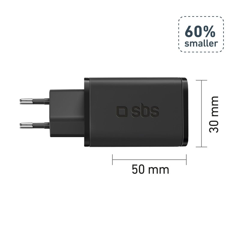 Sbs TETRGAN1C65W Caricatore Rete Usb-c 65w Nero