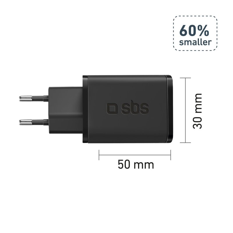 Sbs TETRGAN1C45W Caricatore Rete Usb-c 45w Nero
