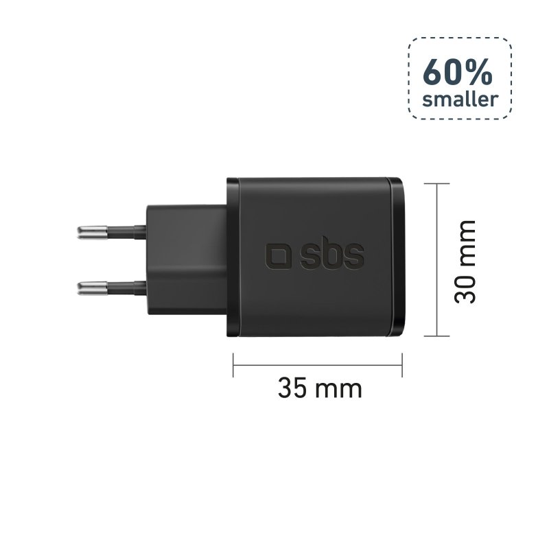 Sbs TETRGAN1C30W Caricatore Rete Gan Usb-c 120w Nero